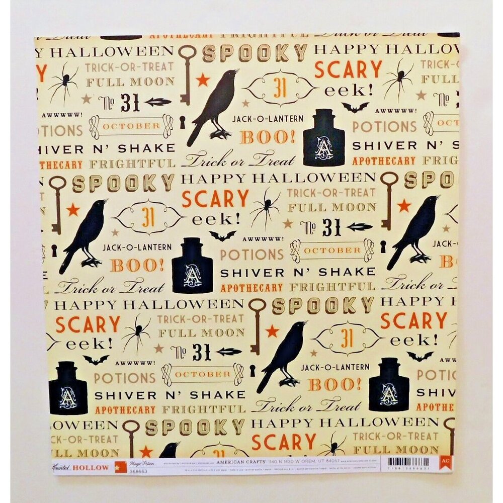 Halloween Journal Scrapbook Cardstock Pack 12x12 Spider Web Potions Bats 12 Pgs - Picture 5 of 13